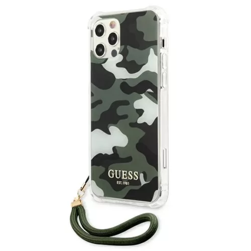 iPhone 12 Pro Max Guess GUHCP12LKSARKA Camo tok pánttal terepmintás -3666339004101 3 kép