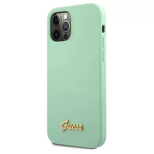 iPhone 12 Pro Max Guess GUHCP12LLSLMGGN Metal Logo Script tok világos-3700740494592 2 kép
