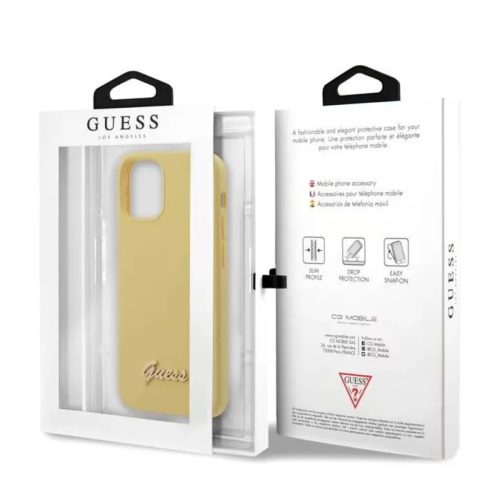 iPhone 12 Pro MAX Guess GUHCP12SLSLMGYE Metal Logo szilikon tok sárga-3700740481981 3 kép