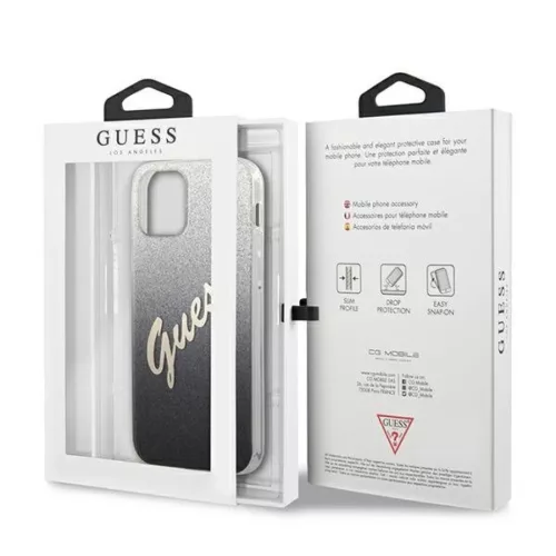 iPhone 12 Pro Max Guess GUHCP12LPCUGLSBK Glitter Gradient Script tok f-3700740494721 8 kép