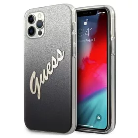   iPhone 12/ 12 Pro Guess GUHCP12MPCUGLSBK Glitter Gradient Script tok flitteres fekete