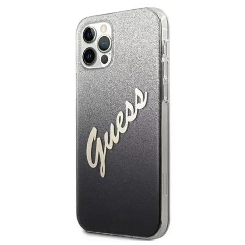 iPhone 12/ 12 Pro Guess GUHCP12MPCUGLSBK Glitter Gradient Script tok f-3700740494714 2 kép