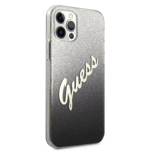 iPhone 12/ 12 Pro Guess GUHCP12MPCUGLSBK Glitter Gradient Script tok f-3700740494714 3 kép