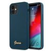 iPhone 12 mini Guess GUHCP12SLSLMGBL Metal Logo Script tok sötétkék-3700740494608 1 kép