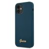 iPhone 12 mini Guess GUHCP12SLSLMGBL Metal Logo Script tok sötétkék-3700740494608 2 kép