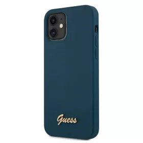 iPhone 12 mini Guess GUHCP12SLSLMGBL Metal Logo Script tok sötétkék-3700740494608 2 kép