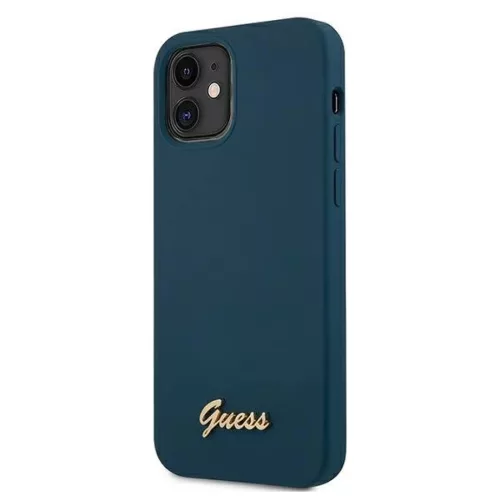 iPhone 12 mini Guess GUHCP12SLSLMGBL Metal Logo Script tok sötétkék-3700740494608 2 kép
