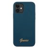 iPhone 12 mini Guess GUHCP12SLSLMGBL Metal Logo Script tok sötétkék-3700740494608 3 kép