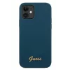 iPhone 12 mini Guess GUHCP12SLSLMGBL Metal Logo Script tok sötétkék-3700740494608 3 kép