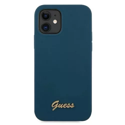 iPhone 12 mini Guess GUHCP12SLSLMGBL Metal Logo Script tok sötétkék-3700740494608 3 kép