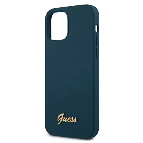 iPhone 12 mini Guess GUHCP12SLSLMGBL Metal Logo Script tok sötétkék-3700740494608 5 kép