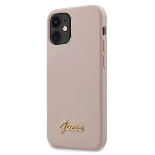 iPhone 12 mini Guess GUHCP12SLSLMGLP Metal Logo szilikon tok pink-3700740482025 1 kép