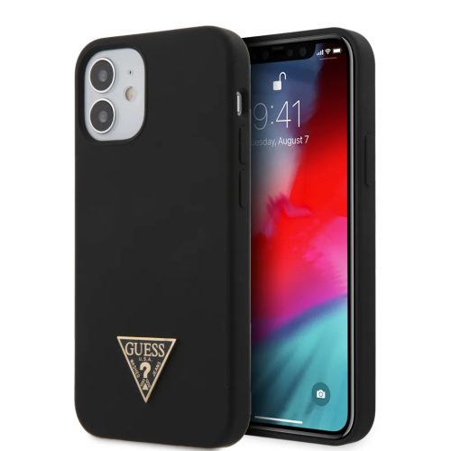 iPhone 12 mini Guess GUHCP12SLSTMBK  Metal Triangle szilikon tok feket-3700740489093 1 kép