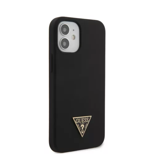 iPhone 12 mini Guess GUHCP12SLSTMBK  Metal Triangle szilikon tok feket-3700740489093 2 kép
