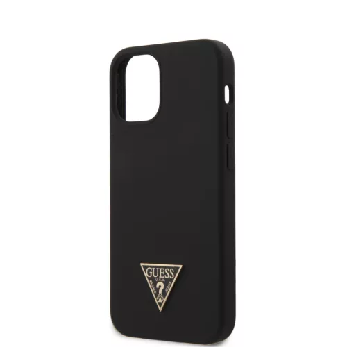 iPhone 12 mini Guess GUHCP12SLSTMBK  Metal Triangle szilikon tok feket-3700740489093 6 kép