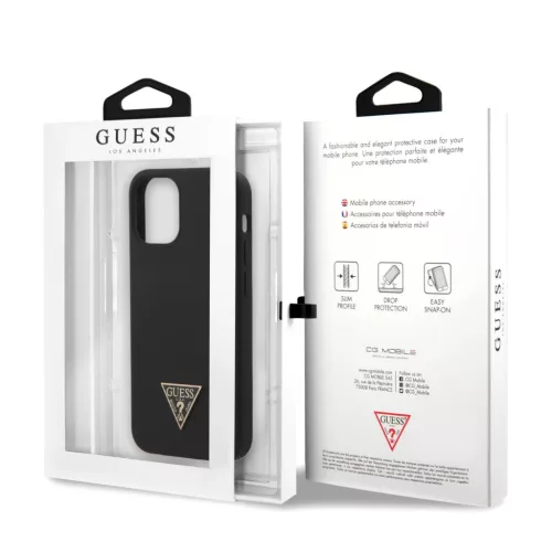 iPhone 12 mini Guess GUHCP12SLSTMBK  Metal Triangle szilikon tok feket-3700740489093 8 kép