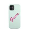 iPhone 12 mini Guess GUHCP12SLSVSBF Silicone Vintage Fuchsia Script to-3700740495216 3 kép