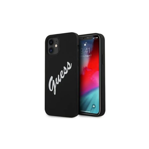 iPhone 12 mini Guess GUHCP12MLSVSBL Silicone Vintage White Script tok -3700740495278 1 kép