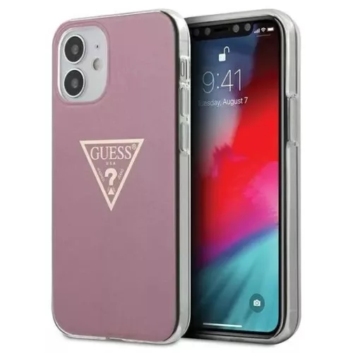 iPhone 12 mini Guess GUHCP12SPCUMPTPI  Metallic Triangle tok pink-3700740481721 3 kép