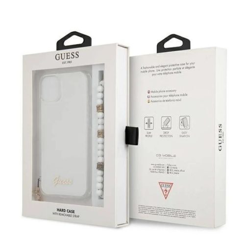 iPhone 13 Guess White Pearl tok karpánttal átlátszó (GUHCP13MKPSWH-3666339025243 2 kép