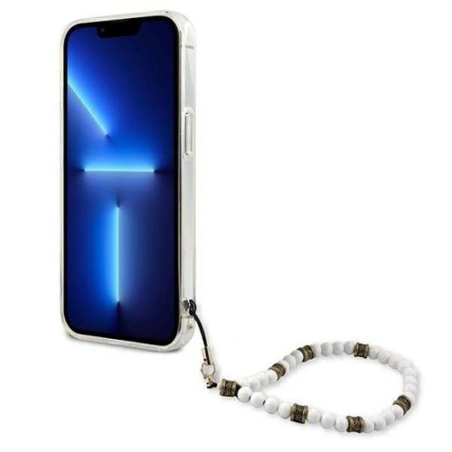 iPhone 13 Guess White Pearl tok karpánttal átlátszó (GUHCP13MKPSWH-3666339025243 3 kép