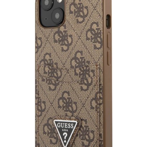 iPhone 13 Guess 4G Saffiano tok dupla kártyatartóval barna (GUHCP13M-3666339048211 5 kép