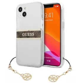   iPhone 13 Mini Guess 4G Stripe Brown Charm tok átlátszó (GUHCP13SKB4GBR)