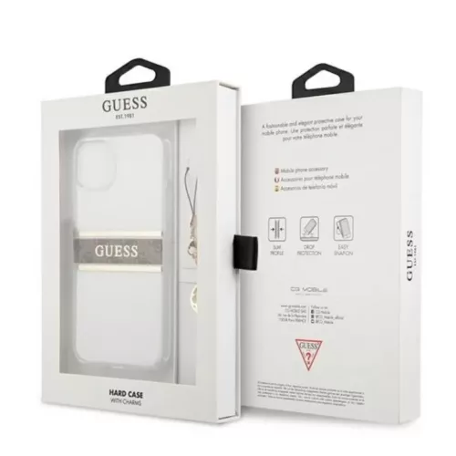 iPhone 13 Mini Guess 4G Stripe Brown Charm tok átlátszó (GUHCP13SKB-3666339023393 5 kép