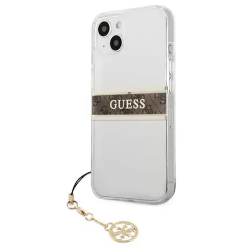 iPhone 13 Mini Guess 4G Stripe Brown Charm tok átlátszó (GUHCP13SKB-3666339023393 7 kép
