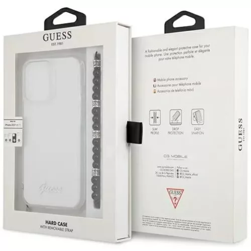 iPhone 13 Pro Max Guess Black Pearl tok karpánttal átlátszó (GUHCP-3666339025229 2 kép