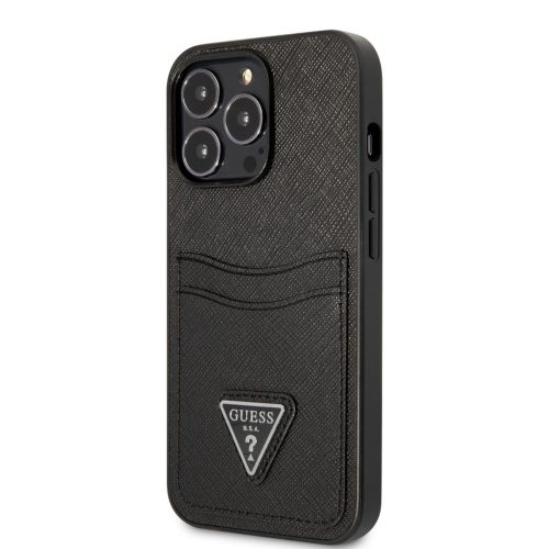 iPhone 13 Pro Max Guess Saffiano tok dupla kártyatartóval fekete (GU-3666339048112 6 kép