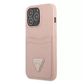 iPhone 13 Pro Max Guess Saffiano tok dupla kártyatartóval rózsaszí-3666339048150 1 kép