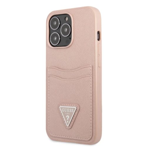 iPhone 13 Pro Max Guess Saffiano tok dupla kártyatartóval rózsaszí-3666339048150 1 kép