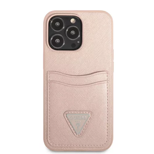 iPhone 13 Pro Max Guess Saffiano tok dupla kártyatartóval rózsaszí-3666339048150 5 kép