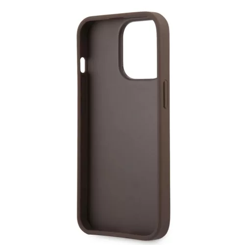 iPhone 14 Pro Guess PU 4G Metal Logo tok barna (GUHCP14L4GMGBR)-3666339066307 1 kép