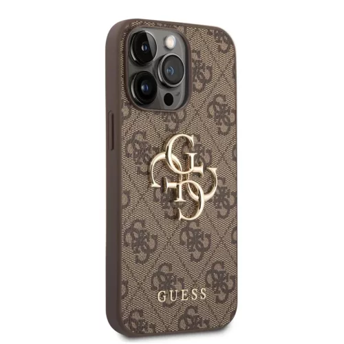 iPhone 14 Pro Guess PU 4G Metal Logo tok barna (GUHCP14L4GMGBR)-3666339066307 3 kép