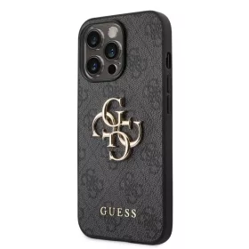   iPhone 14 Pro Guess PU 4G Metal Logo tok szürke (GUHCP14L4GMGGR)