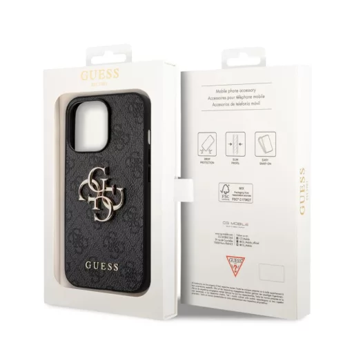 iPhone 14 Pro Guess PU 4G Metal Logo tok szürke (GUHCP14L4GMGGR)-3666339066260 3 kép