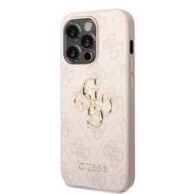   iPhone 14 Pro Guess PU 4G Metal Logo tok rózsaszín (GUHCP14L4GMGPI)