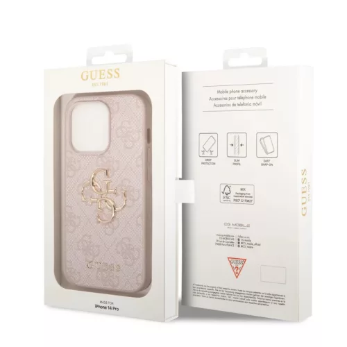 iPhone 14 Pro Guess PU 4G Metal Logo tok rózsaszín (GUHCP14L4GMGPI)-3666339088804 5 kép