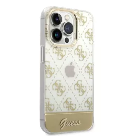iPhone 14 Pro Guess PC/TPU Peony Glitter Script Logo tok arany (GUHCP1-3666339090524 6 kép
