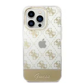 iPhone 14 Pro Guess PC/TPU Peony Glitter Script Logo tok arany (GUHCP1-3666339090524 1 kép
