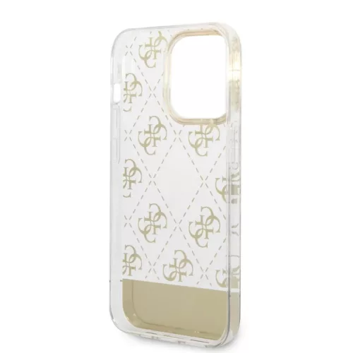 iPhone 14 Pro Guess PC/TPU Peony Glitter Script Logo tok arany (GUHCP1-3666339090524 4 kép
