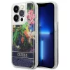 iPhone 14 Pro Guess Liquid Glitter Flower csillámos tok kék (GUHCP14-3666339066109 2 kép