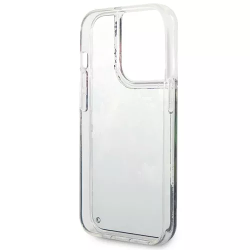 iPhone 14 Pro Guess Liquid Glitter Flower csillámos tok kék (GUHCP14-3666339066109 1 kép