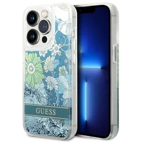 iPhone 14 Pro Guess Liquid Glitter Flower csillámos tok zöld (GUHCP1-3666339088446 3 kép