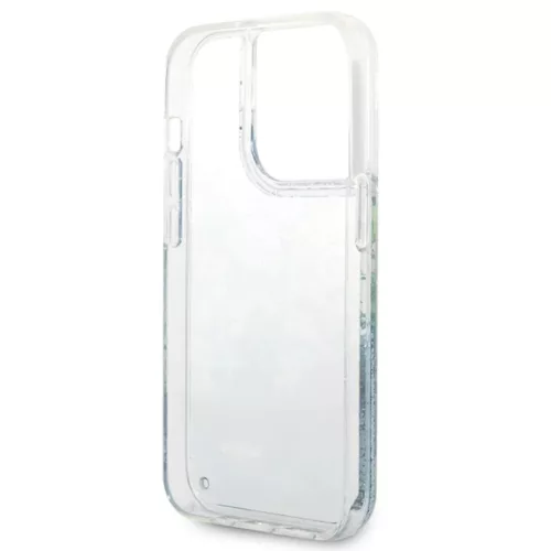 iPhone 14 Pro Guess Liquid Glitter Flower csillámos tok zöld (GUHCP1-3666339088446 1 kép