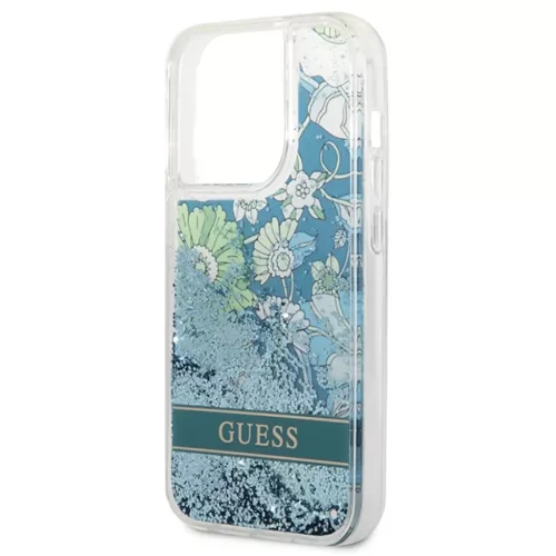 iPhone 14 Pro Guess Liquid Glitter Flower csillámos tok zöld (GUHCP1-3666339088446 7 kép