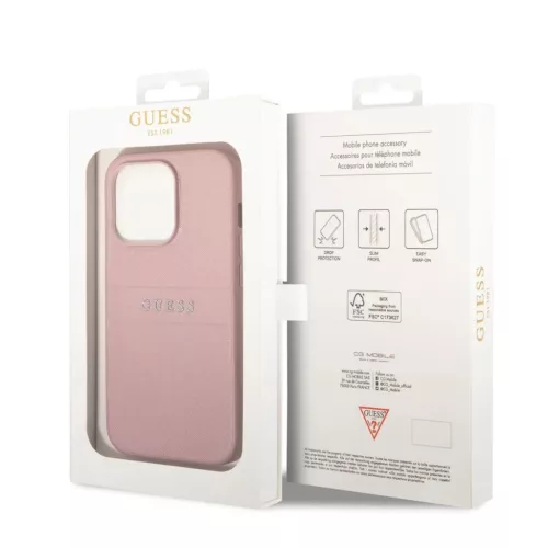 iPhone 14 Pro Guess PU Leather Saffiano tok rózsaszín (GUHCP14LPSASB-3666339088682 6 kép