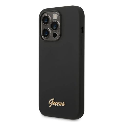 iPhone 14 Pro Guess Liquid Silicone Metal Logo tok fekete (GUHCP14LSLS-3666339064907 4 kép